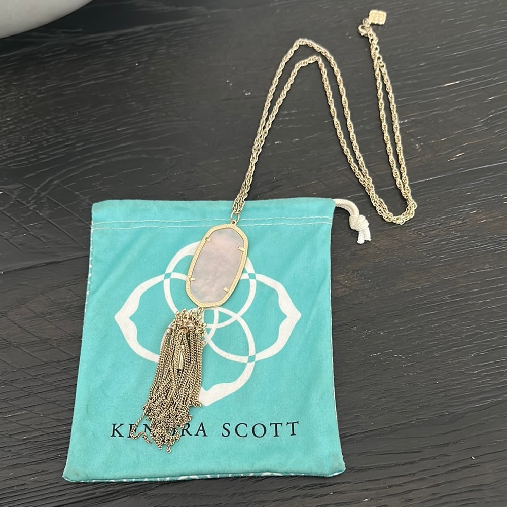 Kendra Scott Gold and Pink Tassel Necklace